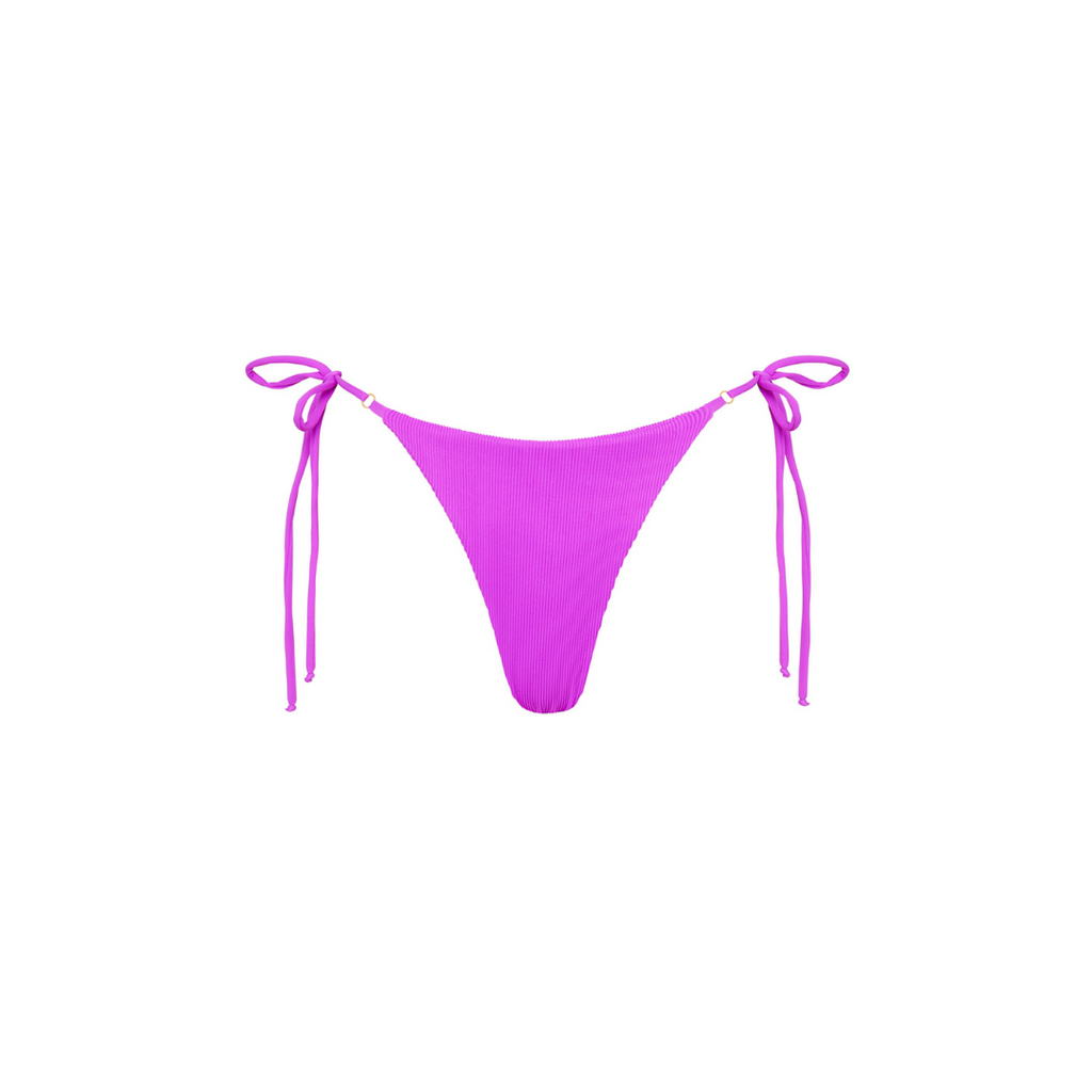 Thong Tie Side Bikini Bottom - Electric Violet Ribbed