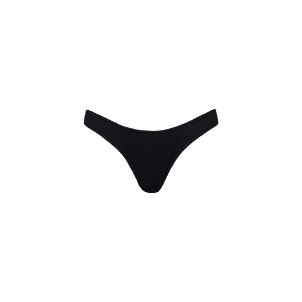 Vintage V Bikini Bottom - Pitch Black Ribbed